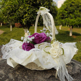 Flower Girl Basket Wedding Collection, Med/Large, Lace Deoration