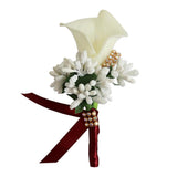 Maxbell 2x Calla Berry Rhinestone Groom Bridal Wedding Corsage