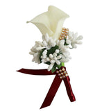Maxbell 2x Calla Berry Rhinestone Groom Bridal Wedding Corsage