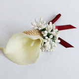 Maxbell 2x Calla Berry Rhinestone Groom Bridal Wedding Corsage