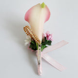 Maxbell 3x Calla Berry Rhinestone Groom Bridal Wedding Corsage