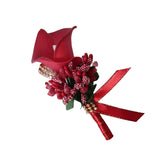 Maxbell 3x Cute Calla Berry Rhinestone Groom Bridal Wedding Corsage