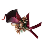 Maxbell 3x Cute Calla Berry Rhinestone Groom Bridal Wedding Corsage