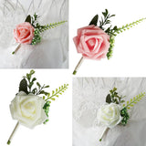 Maxbell 2x PE Artificial Rose Flowers Corsages and Boutonniere for Wedding Party