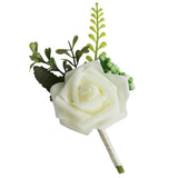 Maxbell 2x PE Artificial Rose Flowers Corsages and Boutonniere for Wedding Party