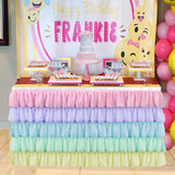 Maxbell 2x Tulle Rainbow Table Skirt for Wedding Party Home Table Decor 75x183cm