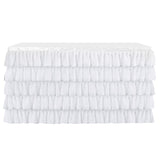 Maxbell 2pcs White Chiffon 5-layer Table Skirt for Rectangle/Round Table 75x426cm