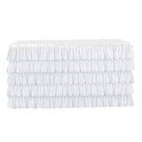 Maxbell 2pcs White Chiffon 5-layer Table Skirt for Rectangle/Round Table 75x426cm