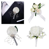 Maxbell 2pcs Wedding Groom Bridal Artificial Flower Corsage Brooch Pin Europe Retro
