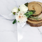 Maxbell 2pcs Wedding Groom Bridal Artificial Flower Corsage Brooch Pin Europe Retro