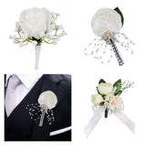 Maxbell 2pcs Wedding Groom Bridal Artificial Flower Corsage Brooch Pin Europe Retro