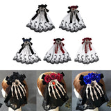 Maxbell Halloween Skull Hand Hairbow HairClip Hair Decor black bowknot black flower