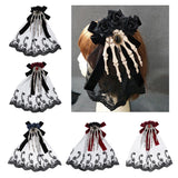 Maxbell Halloween Skull Hand Hairbow HairClip Hair Decor black bowknot black flower