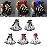 Maxbell Halloween Skull Hand Hairbow HairClip Hair Decor black bowknot black flower