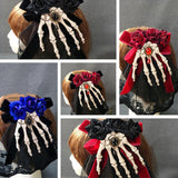 Maxbell Halloween Skull Hand Hairbow HairClip Hair Decor black bowknot black flower