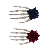 Maxbell Hand Bone Hair Clip Halloween Cosplay Party Hairpin Headwear Red Flower