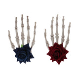 Maxbell Hand Bone Hair Clip Halloween Cosplay Party Hairpin Headwear Red Flower