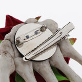 Maxbell Hand Bone Hair Clip Halloween Cosplay Party Hairpin Headwear Red Flower