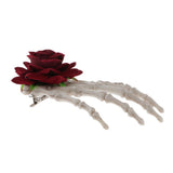 Maxbell Hand Bone Hair Clip Halloween Cosplay Party Hairpin Headwear Red Flower
