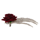 Maxbell Hand Bone Hair Clip Halloween Cosplay Party Hairpin Headwear Red Flower