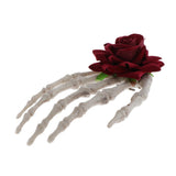 Maxbell Hand Bone Hair Clip Halloween Cosplay Party Hairpin Headwear Red Flower