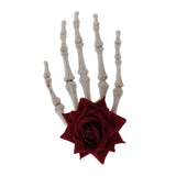 Maxbell Hand Bone Hair Clip Halloween Cosplay Party Hairpin Headwear Red Flower