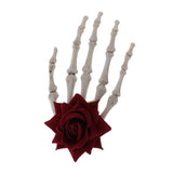 Maxbell Hand Bone Hair Clip Halloween Cosplay Party Hairpin Headwear Red Flower