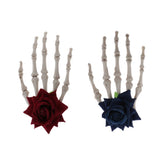 Maxbell Hand Bone Hair Clip Halloween Cosplay Party Hairpin Headwear Red Flower