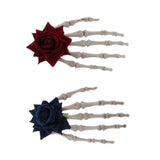 Maxbell Hand Bone Hair Clip Halloween Cosplay Party Hairpin Headwear Red Flower