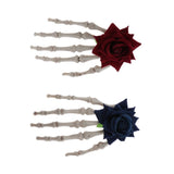 Maxbell Hand Bone Hair Clip Halloween Cosplay Party Hairpin Headwear Red Flower
