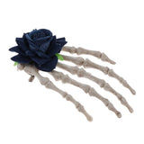 Maxbell Hand Bone Hair Clip Halloween Cosplay Party Hairpin Headwear Black Flower