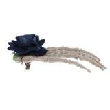 Maxbell Hand Bone Hair Clip Halloween Cosplay Party Hairpin Headwear Black Flower