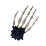 Maxbell Hand Bone Hair Clip Halloween Cosplay Party Hairpin Headwear Black Flower