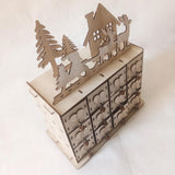 Maxbell Wood Calendar Storage Box Christmas Party with 24 Drawers Christmas Pattern
