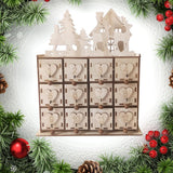 Maxbell Wood Calendar Storage Box Christmas Party with 24 Drawers Christmas Pattern