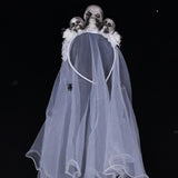 Maxbell Halloween Skull Veil Headband Costume Cosplay Party Fancy Dress Black Skull