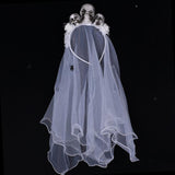 Maxbell Halloween Skull Veil Headband Costume Cosplay Party Fancy Dress Black Skull