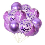 Maxbell 15x Latex Confetti Foil Balloons Wedding Birthday Hen Party Supplies Purple