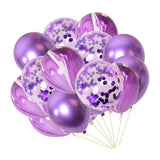Maxbell 15x Latex Confetti Foil Balloons Wedding Birthday Hen Party Supplies Purple