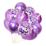 Maxbell 15x Latex Confetti Foil Balloons Wedding Birthday Hen Party Supplies Purple