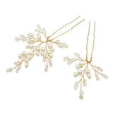 Maxbell 2 Pieces Faux Pearls Beaded Hair Pin Bridal Party Hair Clips