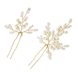 Maxbell 2 Pieces Faux Pearls Beaded Hair Pin Bridal Party Hair Clips