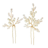Maxbell 2 Pieces Faux Pearls Beaded Hair Pin Bridal Party Hair Clips