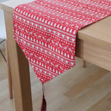 Maxbell printed Christmas linen table runner home party table cover red tablecloth