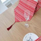 Maxbell printed Christmas linen table runner home party table cover red tablecloth
