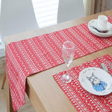 Maxbell printed Christmas linen table runner home party table cover red tablecloth