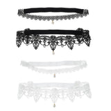 Maxbell Maxbell 2pcs Wedding Garter Embroidery Floral Sexy Garters Women/Female/Bride Black S