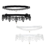 Maxbell Maxbell 2pcs Wedding Garter Embroidery Floral Sexy Garters Women/Female/Bride Black S