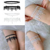 Maxbell Maxbell 2pcs Wedding Garter Embroidery Floral Sexy Garters Women/Female/Bride Black S
