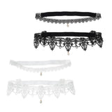 Maxbell Maxbell 2pcs Wedding Garter Embroidery Floral Sexy Garters Women/Female/Bride Black S